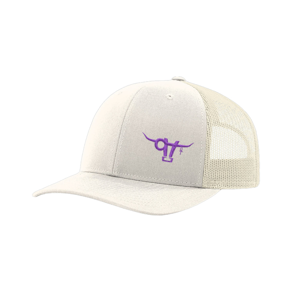 SwingN9T Bull Richardson 112 Hat / Cream / Purple / angle on white