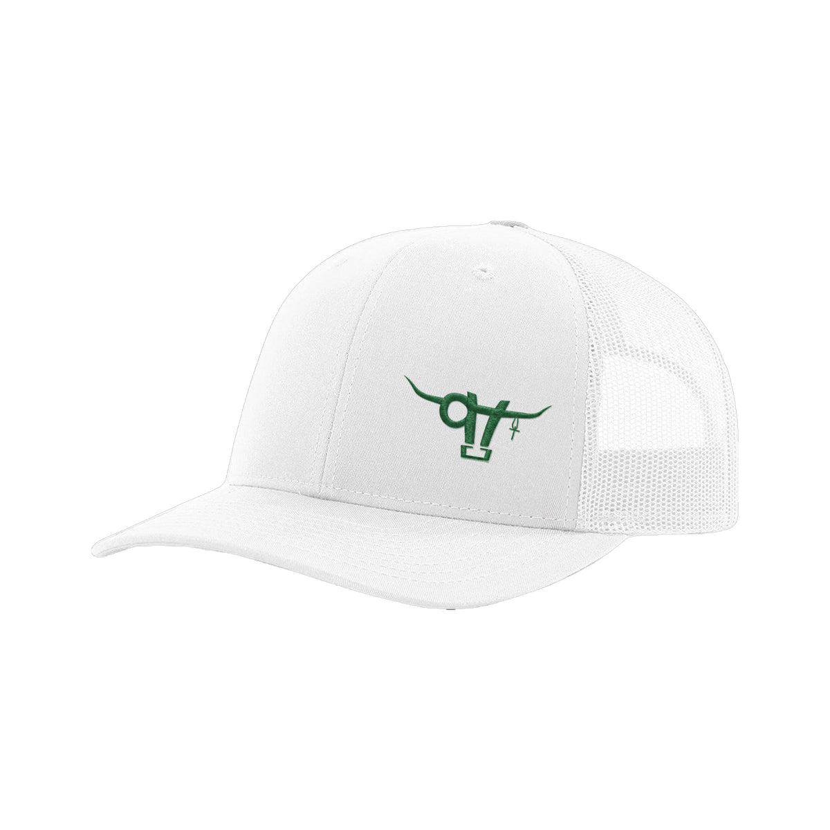 SwingN9T Bull Richardson 112 Hat / White / Dark Green / angle on white