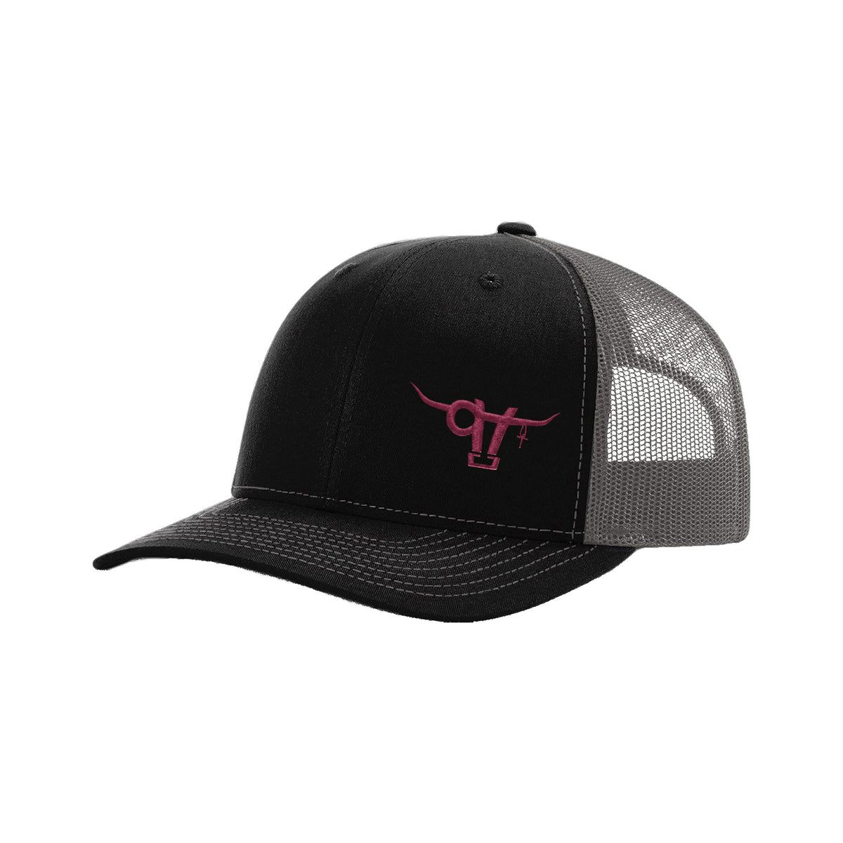 SwingN9T Bull Richardson 112 Hat / Black/Charcoal / Maroon / angle on white