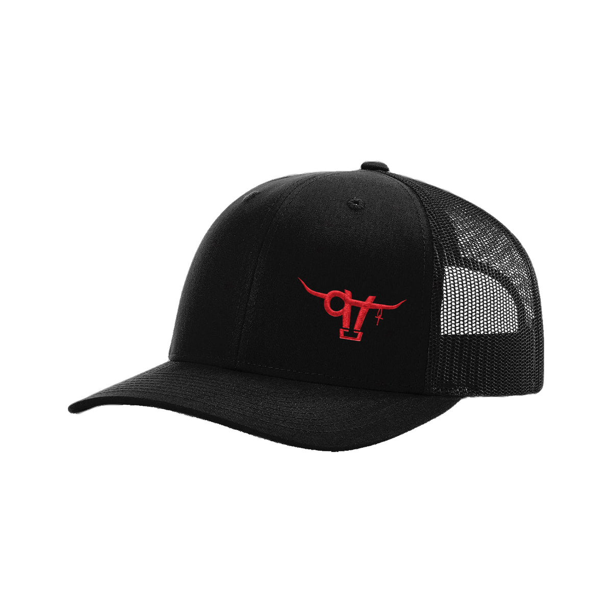 SwingN9T Bull Richardson 112 Hat / Black / Red / angle on white