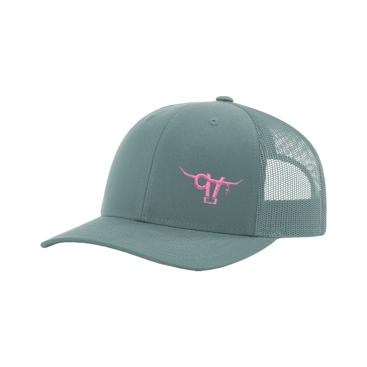 SwingN9T Bull Richardson 112 Hat / Smoke Blue / Pink / angle on white