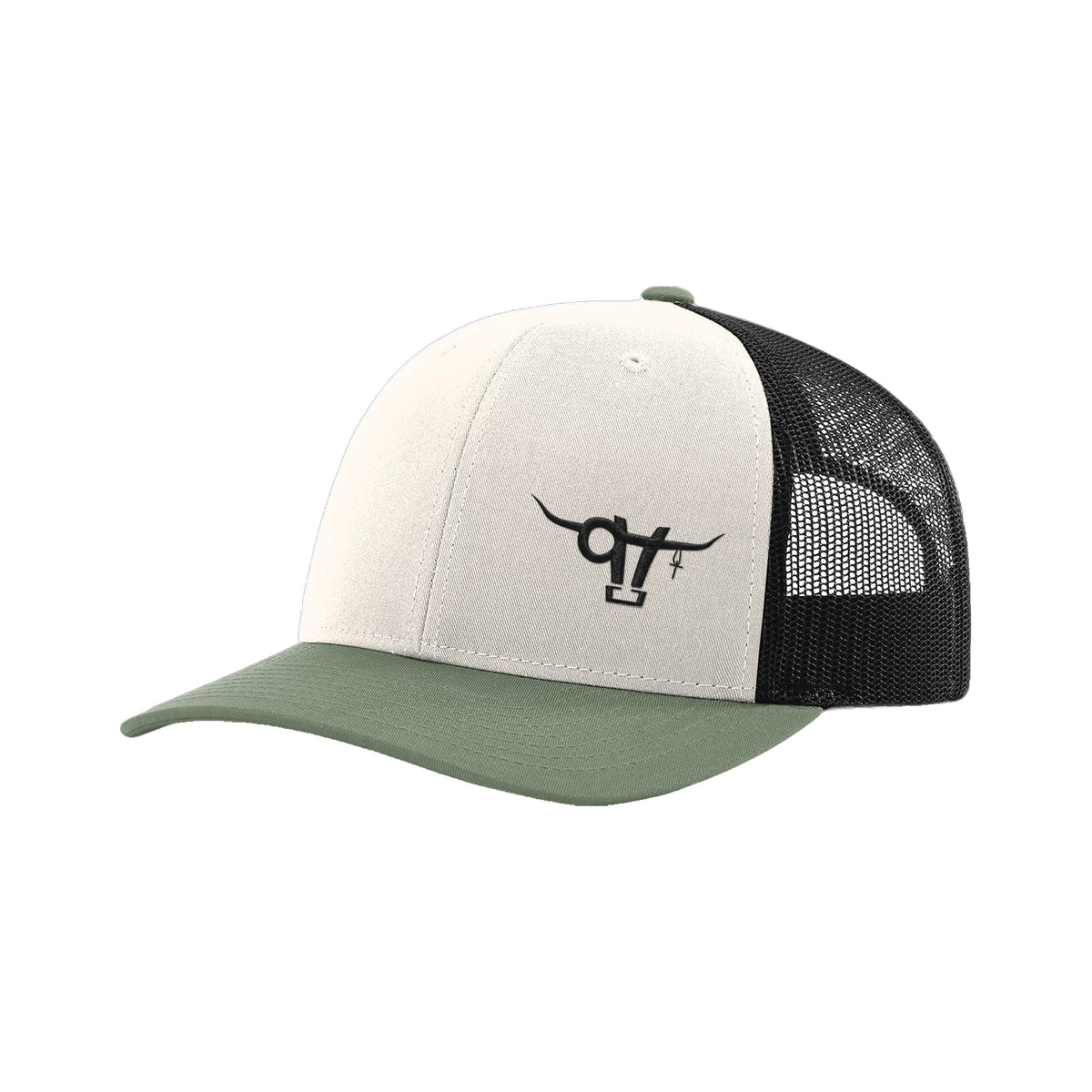 SwingN9T Bull Richardson 112 Hat / Cream/Black/Loden / Black / angle on white