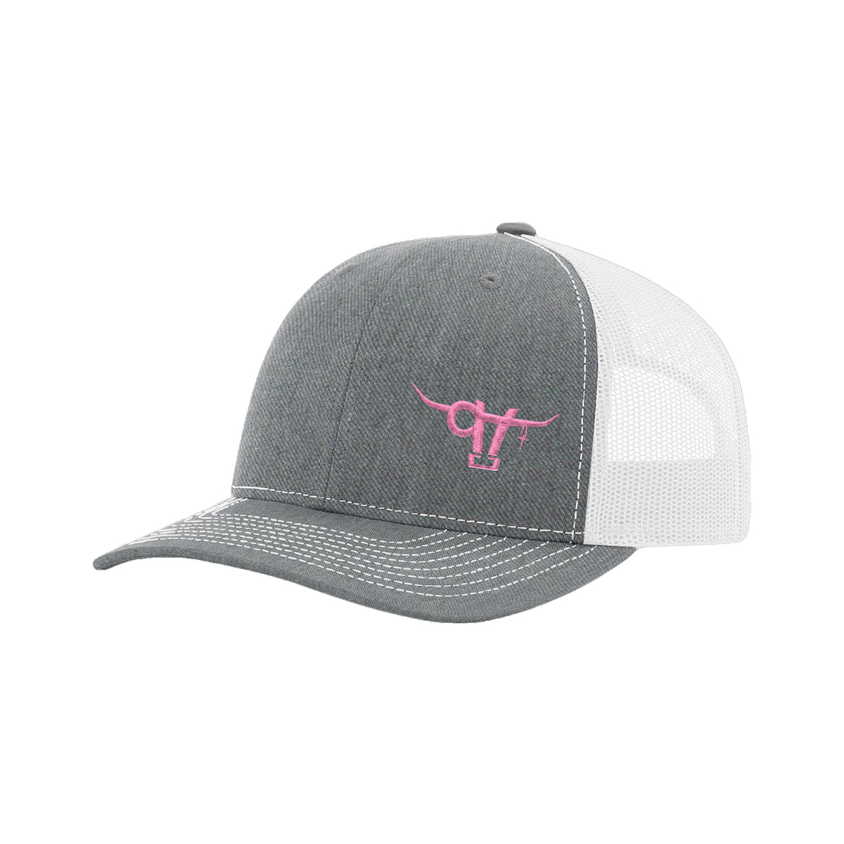 SwingN9T Bull Richardson 112 Hat / Heather Grey/White / Pink / angle on white