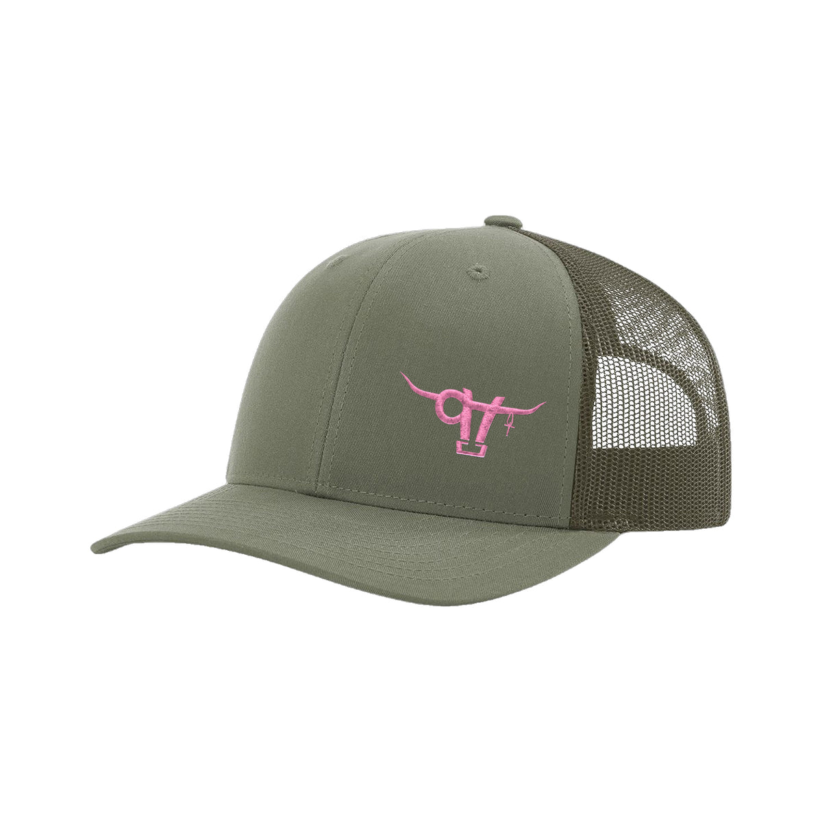 SwingN9T Bull Richardson 112 Hat / Loden / Pink / angle on white