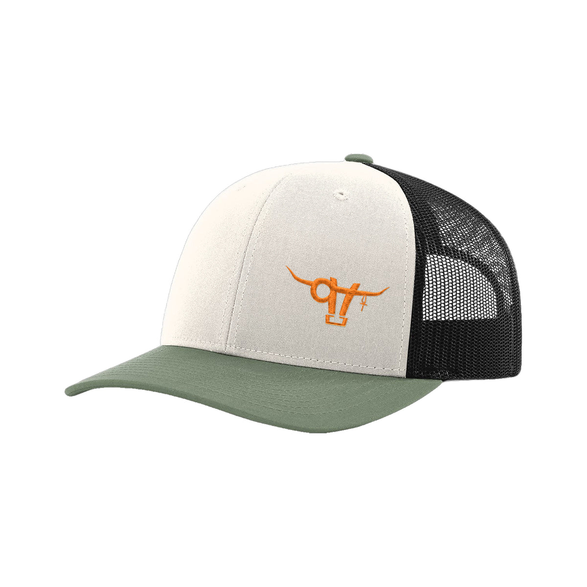 SwingN9T Bull Richardson 112 Hat / Cream/Black/Loden / Orange / angle on white
