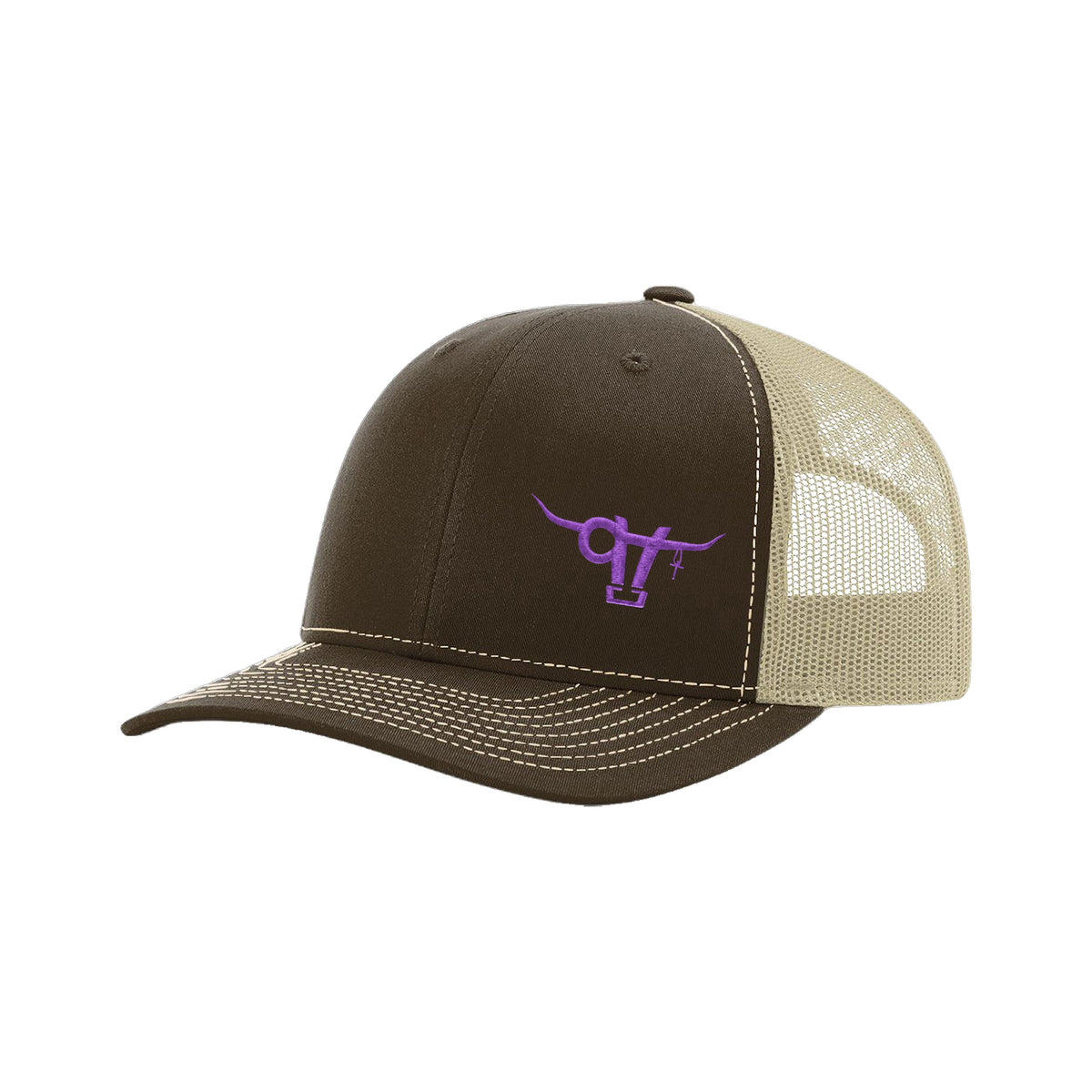 SwingN9T Bull Richardson 112 Hat / Brown/Khaki / Purple / angle on white