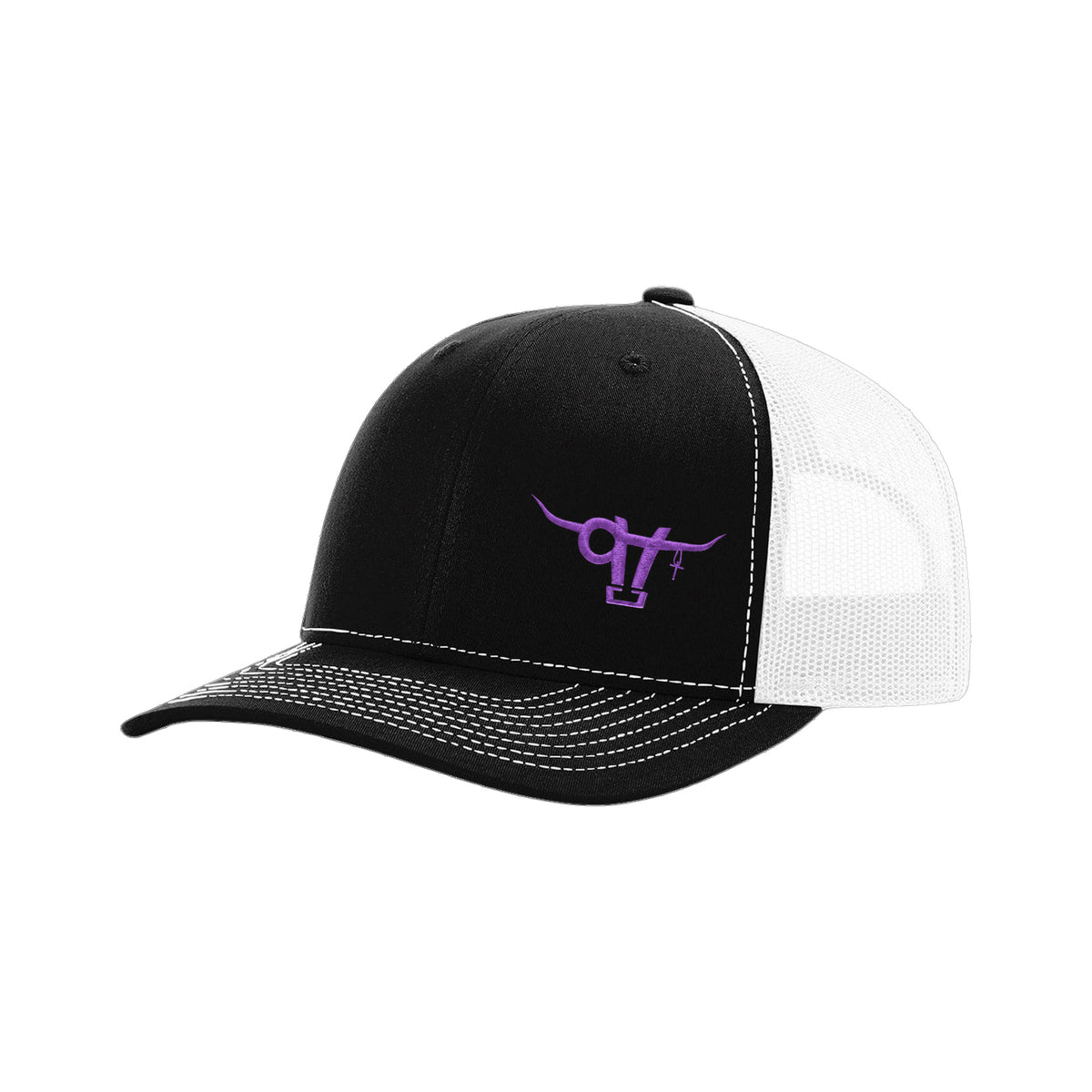 SwingN9T Bull Richardson 112 Hat / Black/White / Purple / angle on white