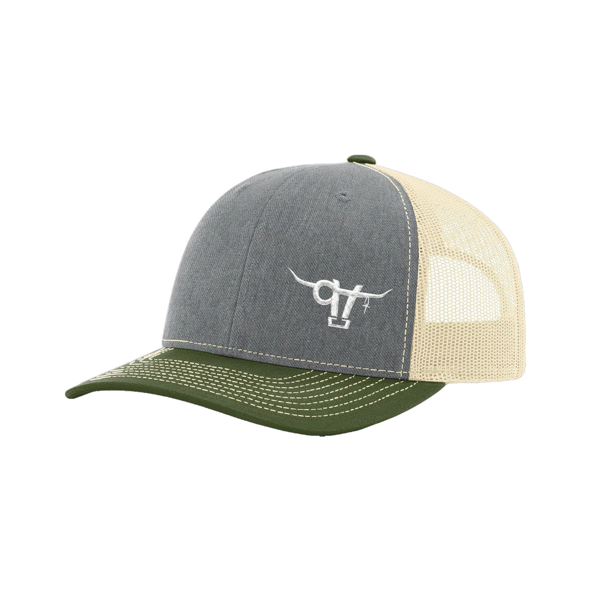SwingN9T Bull Richardson 112 Hat / Heather Grey/Birch/Army Olive / White / angle on white