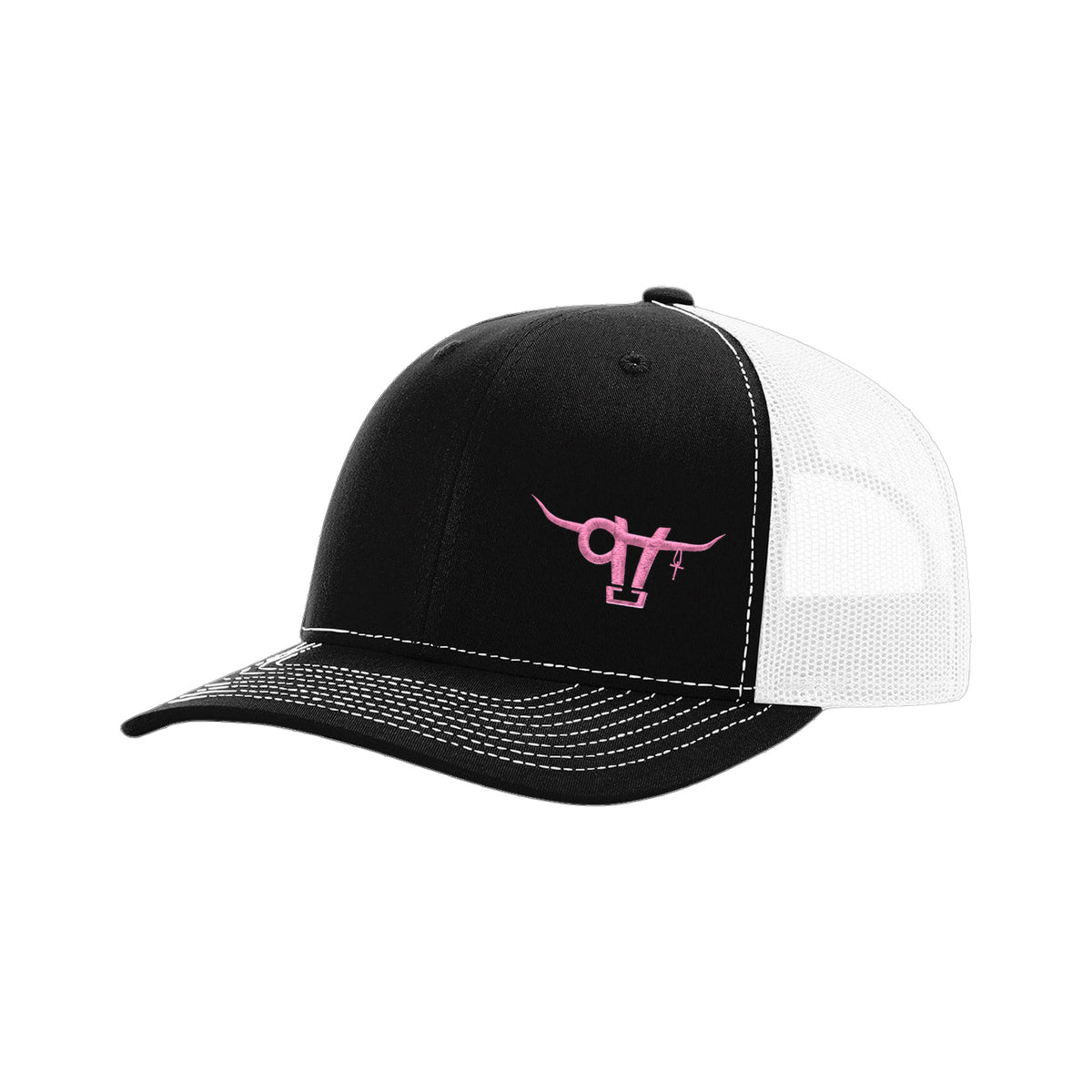 SwingN9T Bull Richardson 112 Hat / Black/White / Pink / angle on white