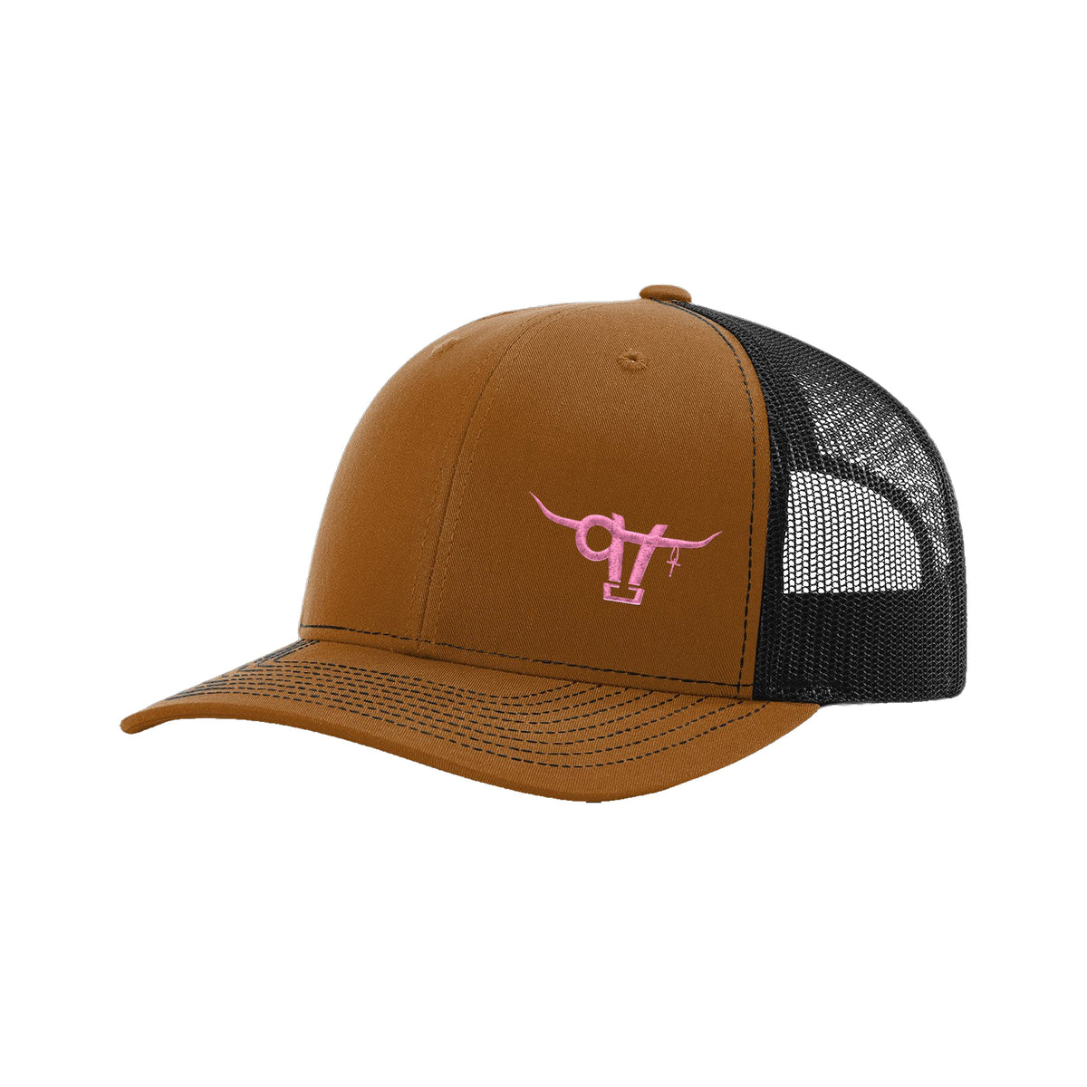 SwingN9T Bull Richardson 112 Hat / Caramel/Black / Pink / angle on white