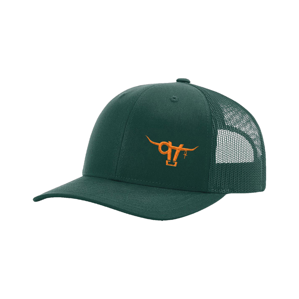 SwingN9T Bull Richardson 112 Hat / Dark Green / Orange / angle on white