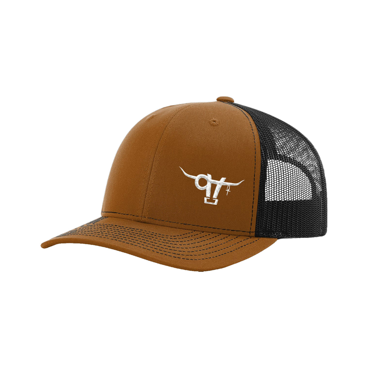 SwingN9T Bull Richardson 112 Hat / Caramel/Black / White / angle on white