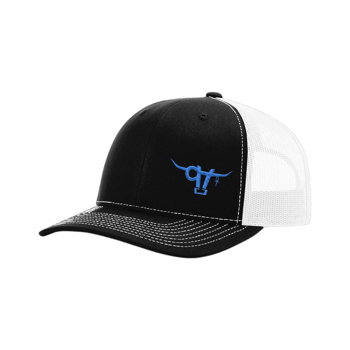 SwingN9T Bull Richardson 112 Hat / Black/White / Blue / angle on white