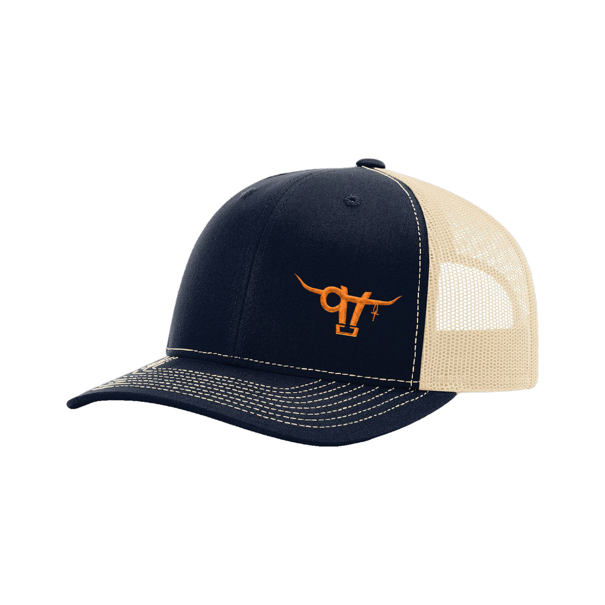 SwingN9T Bull Richardson 112 Hat / Navy/Khaki / Orange / angle on white