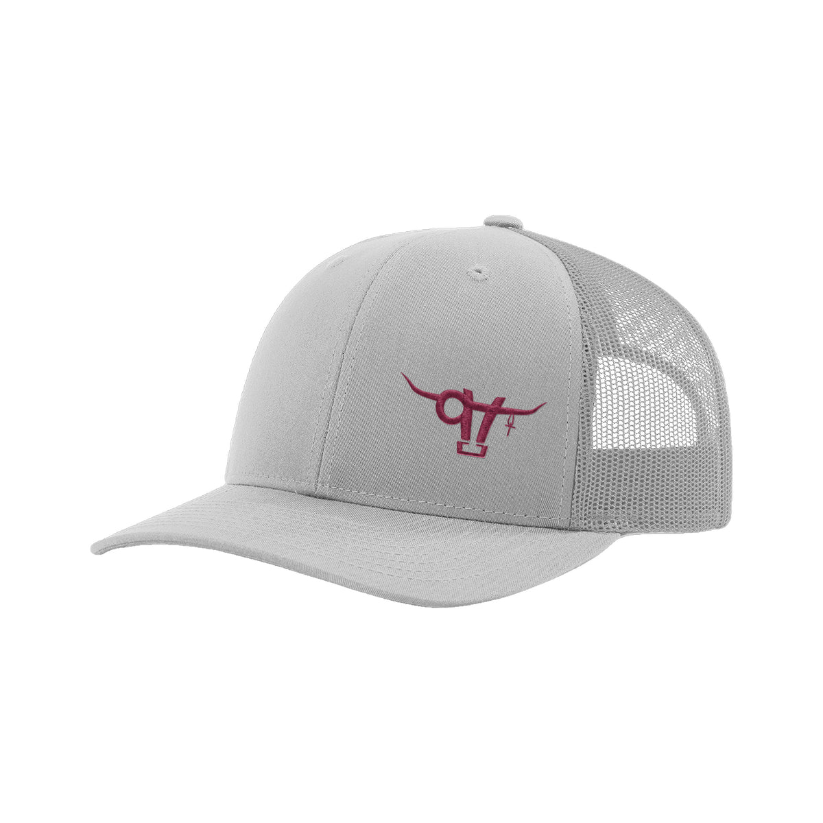SwingN9T Bull Richardson 112 Hat / Light Grey / Maroon / angle on white