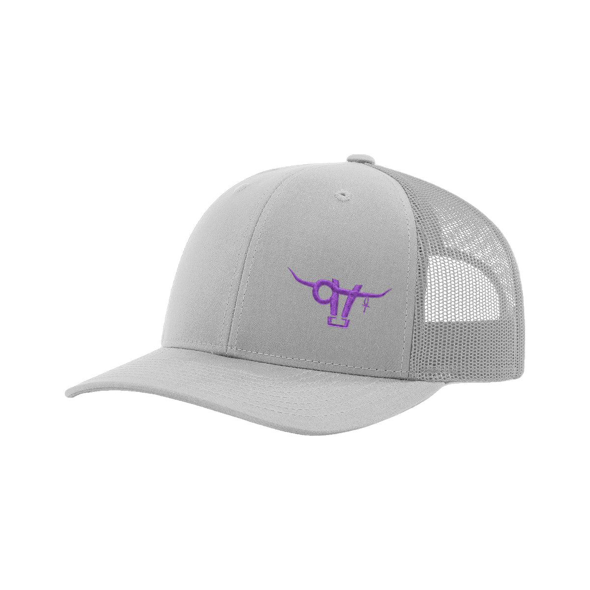 SwingN9T Bull Richardson 112 Hat / Light Grey / Purple / angle on white