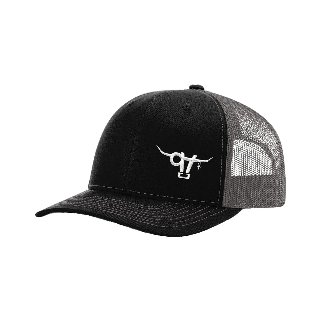 SwingN9T Bull Richardson 112 Hat / Black/Charcoal / White / angle on white