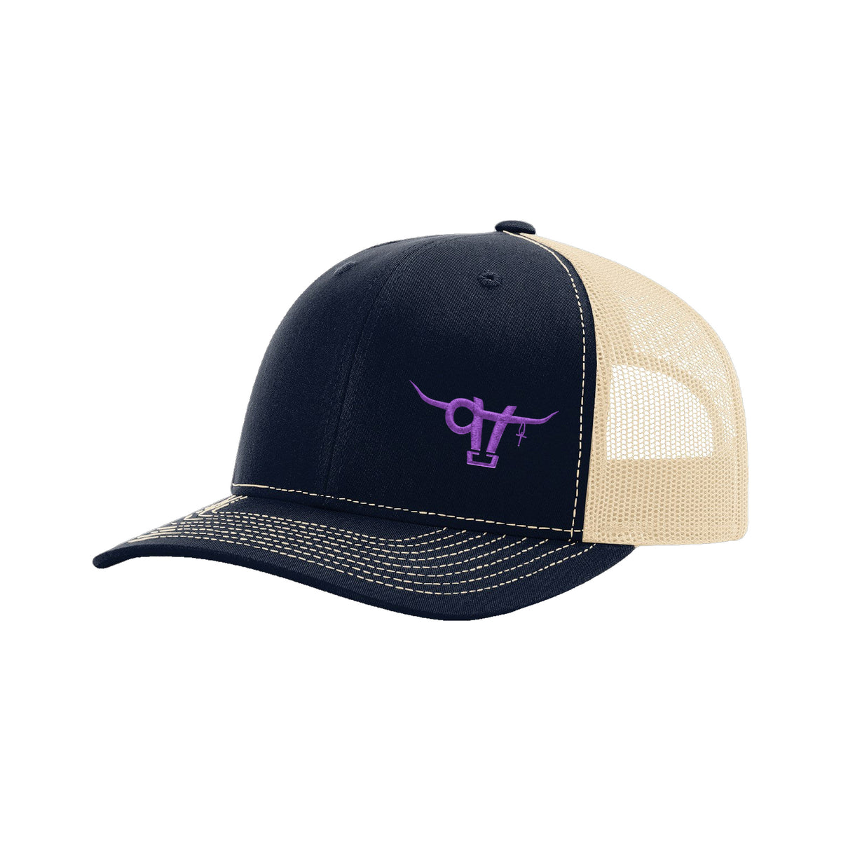 SwingN9T Bull Richardson 112 Hat / Navy/Khaki / Purple / angle on white