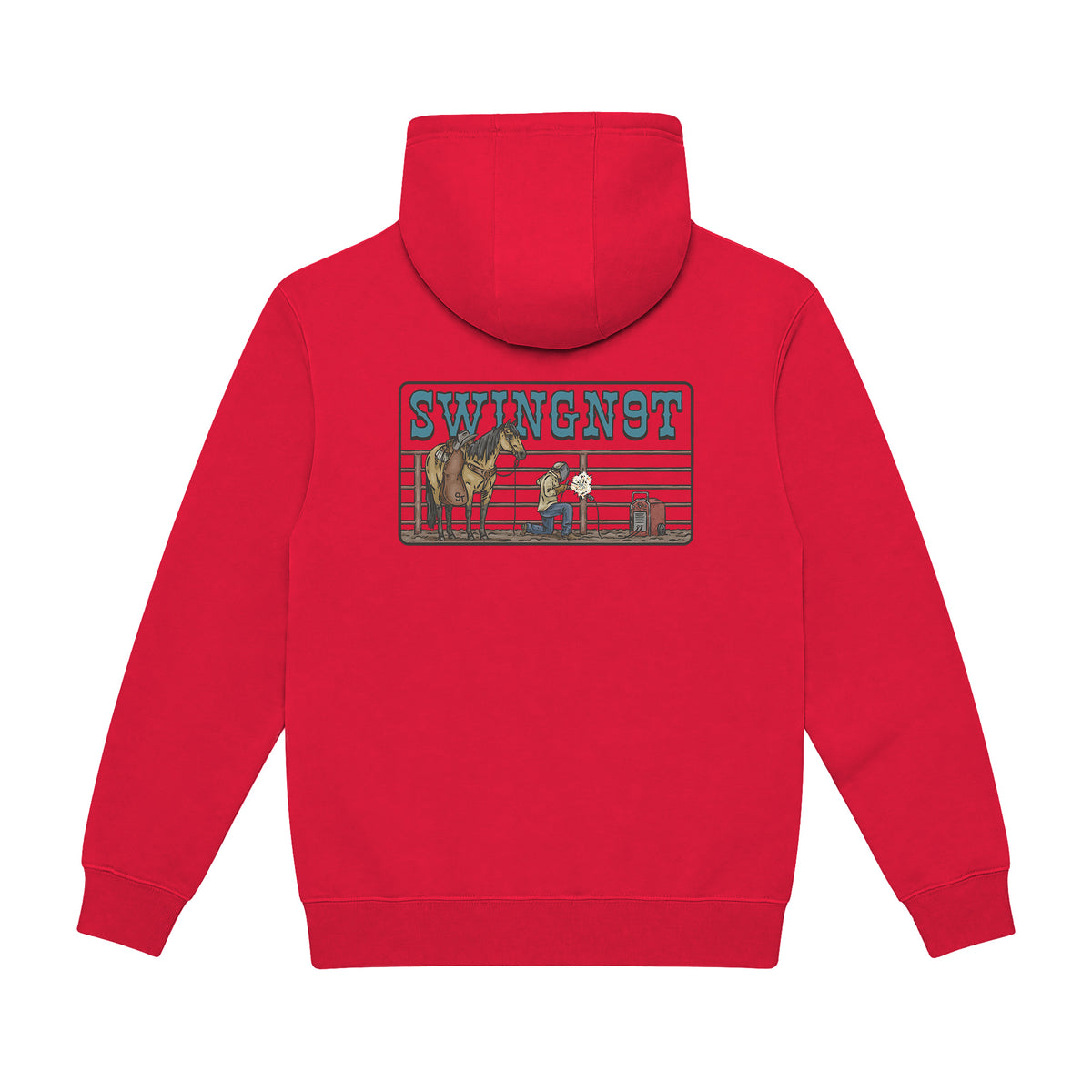 Welder Hoodie / Cardinal / back on white