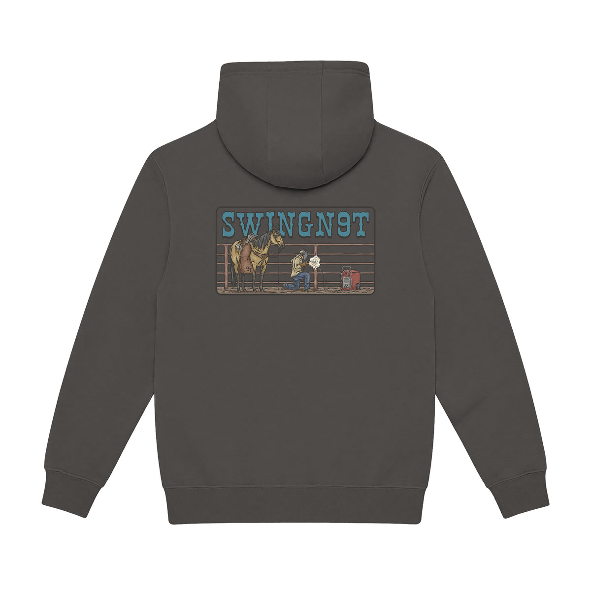 Welder Hoodie / Smoke / back on white
