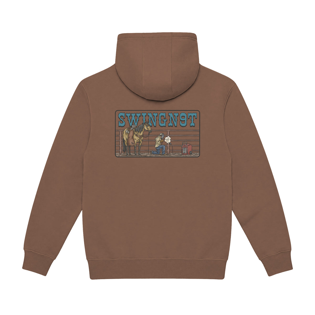 Welder Hoodie / Chestnut / back on white
