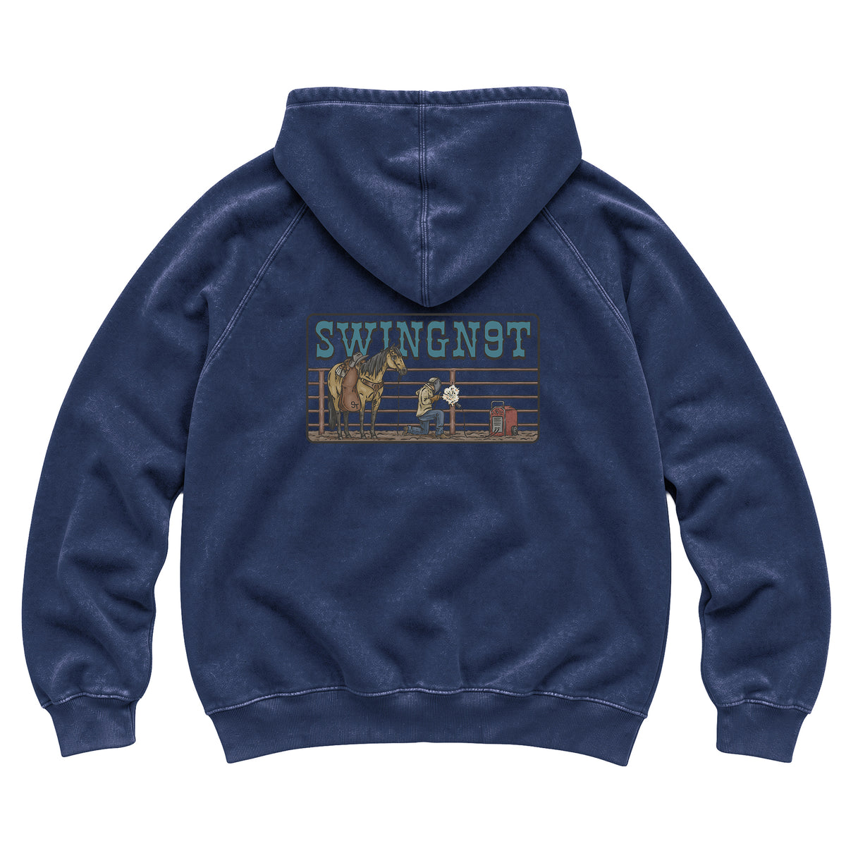 Welder Hoodie / Vintage Denim / back on white
