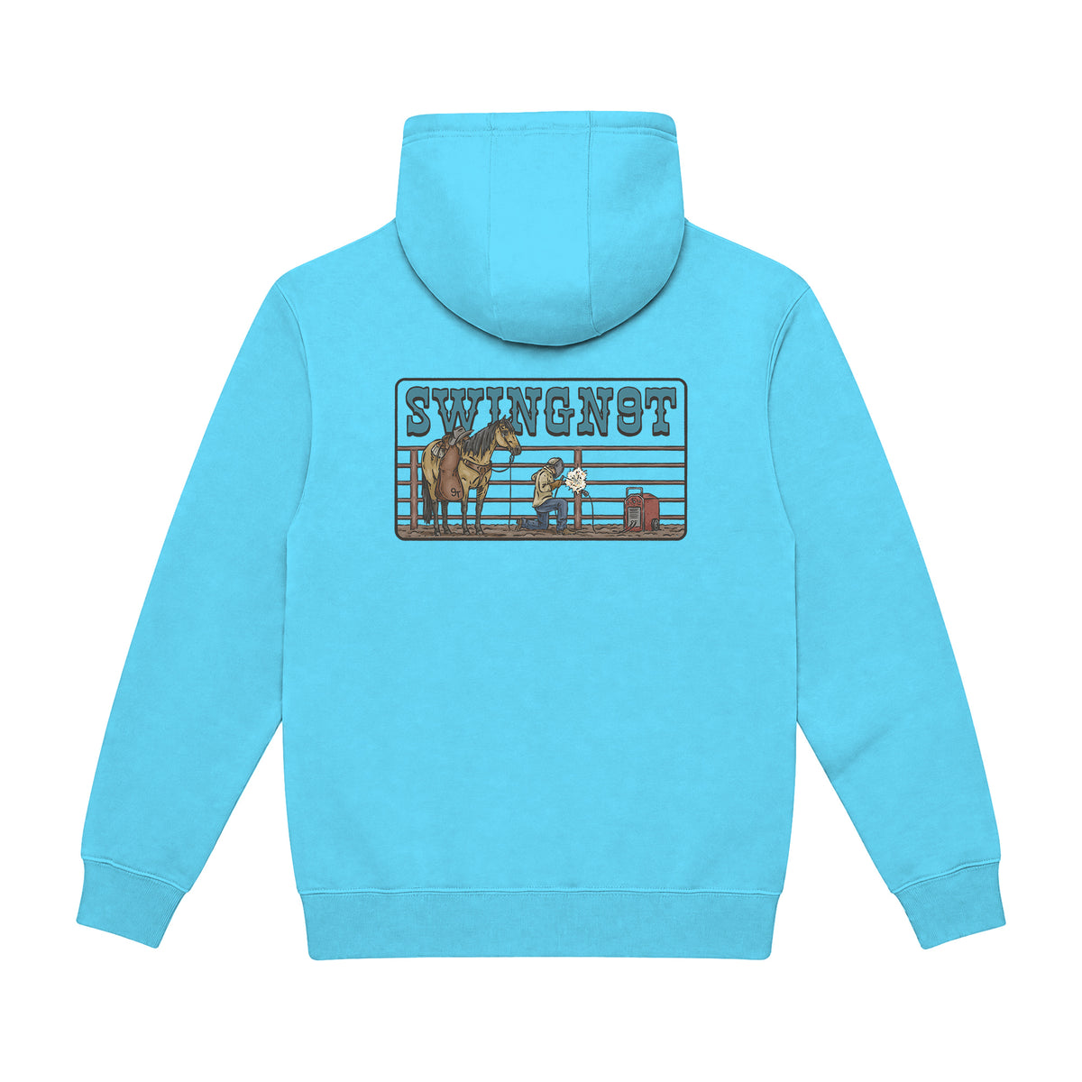 Welder Hoodie / Ocean Blue / back on white