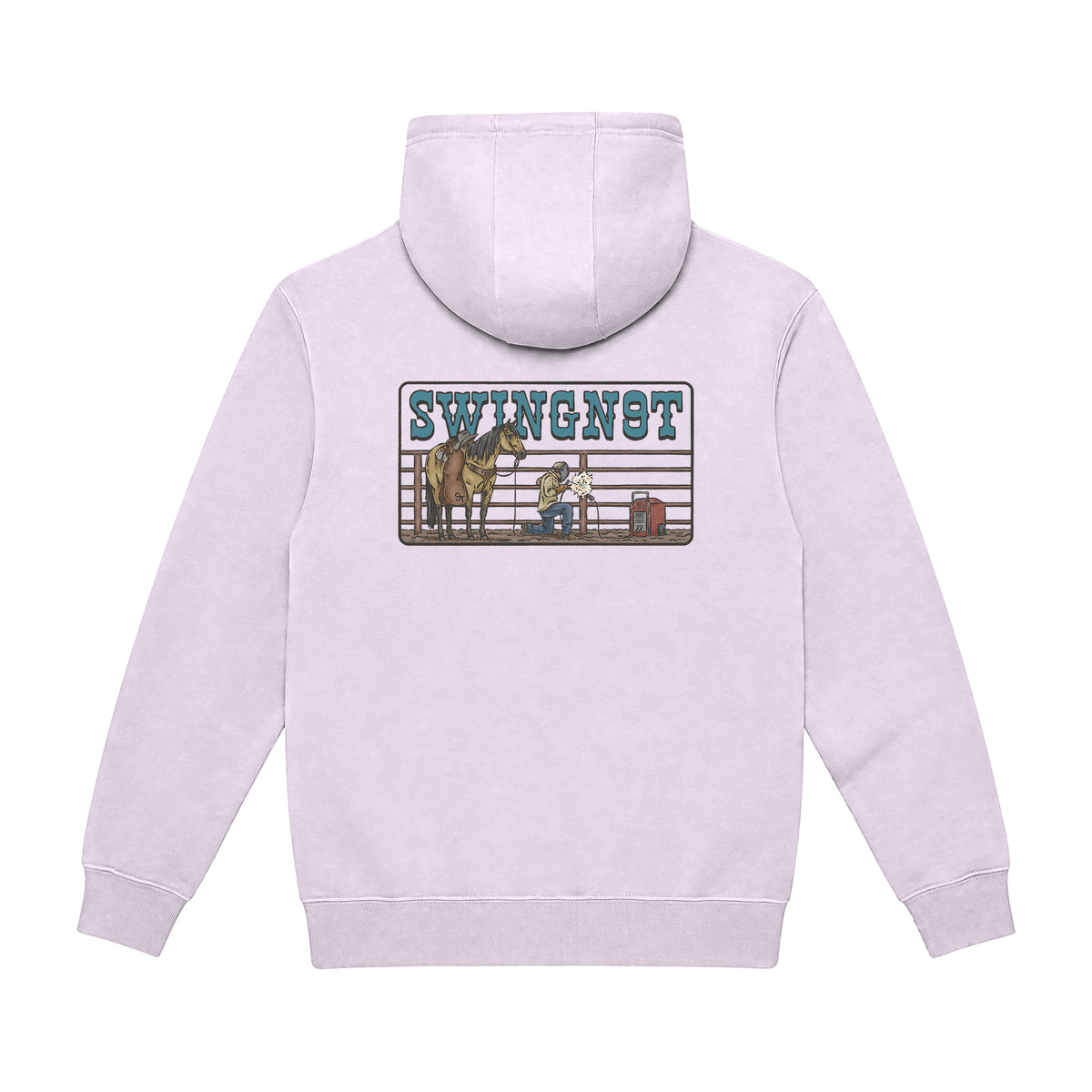 Welder Hoodie / Lilac / back on white