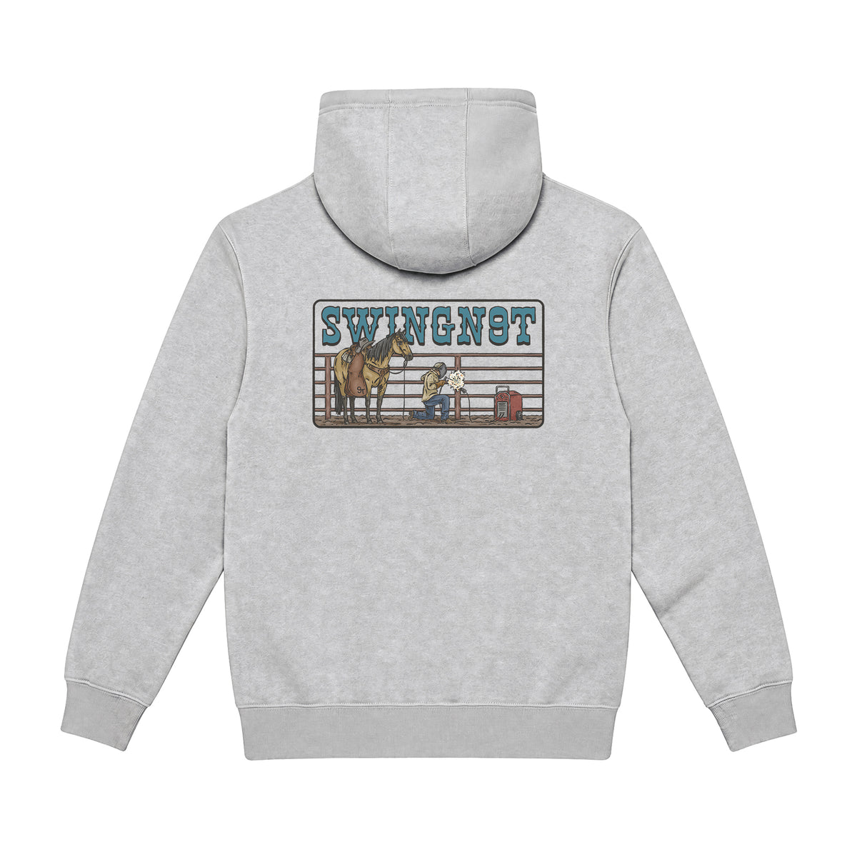Welder Hoodie / Heather Grey / back on white
