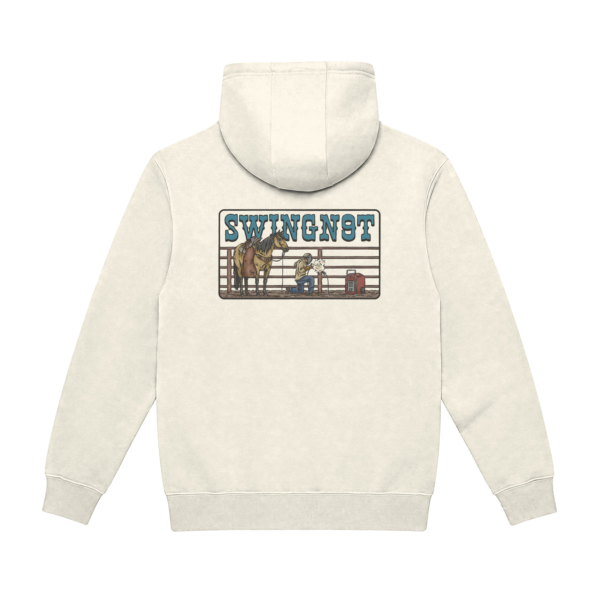 Welder Hoodie / Tofu / back on white