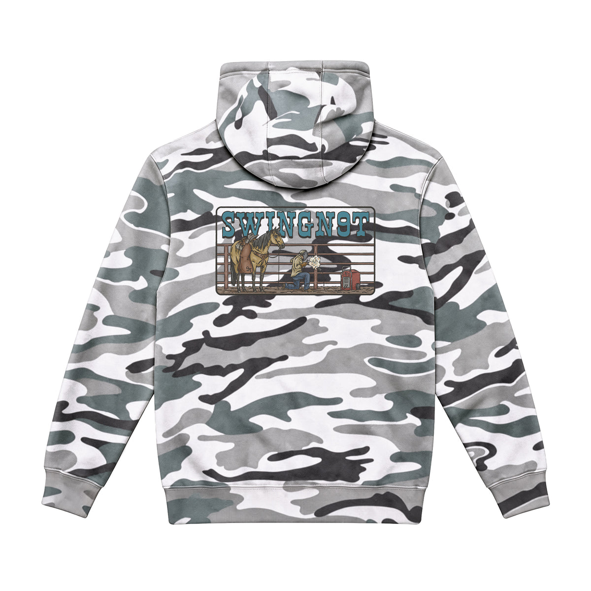 Welder Hoodie / Sage Camo / back on white