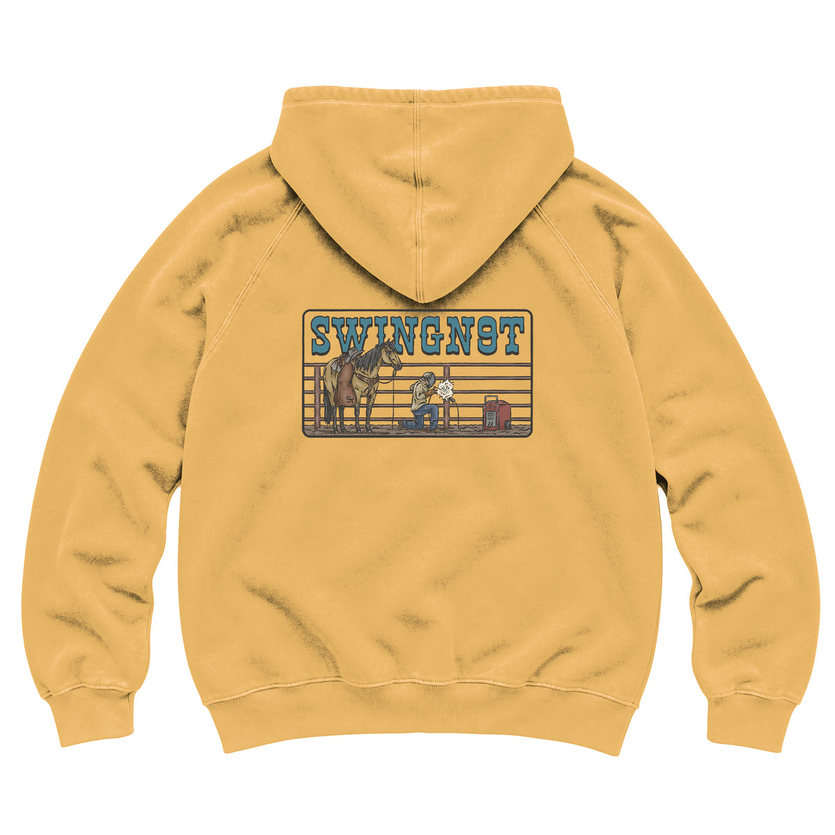 Welder Hoodie / Vintage Mustard / back on white