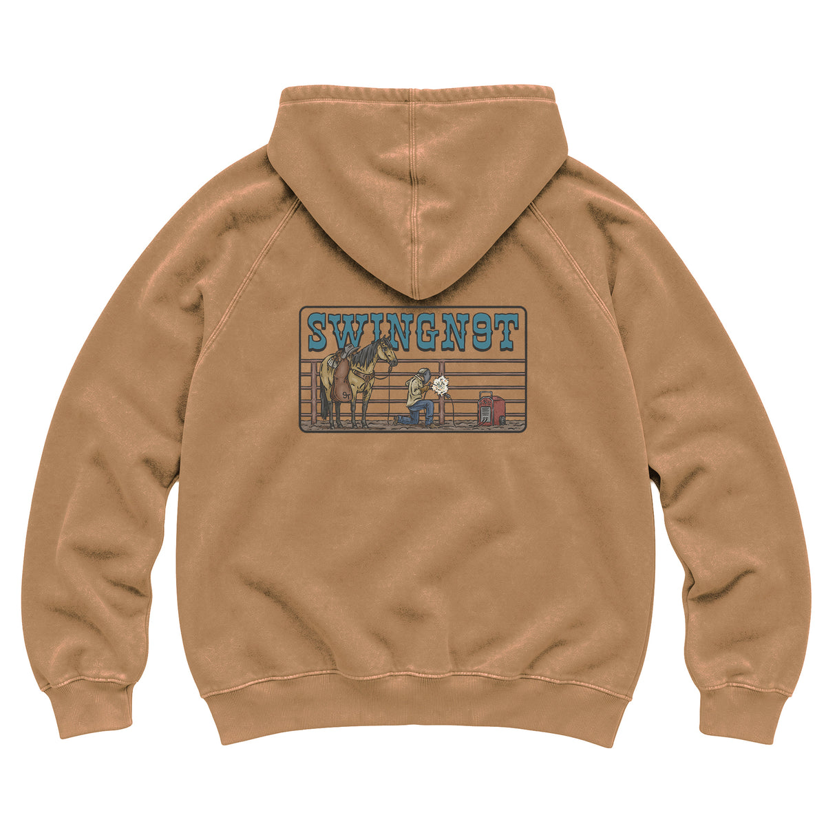 Welder Hoodie / Vintage Camel / back on white