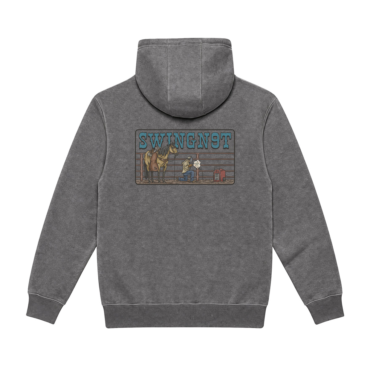 Welder Hoodie / Charcoal Heather / back on white