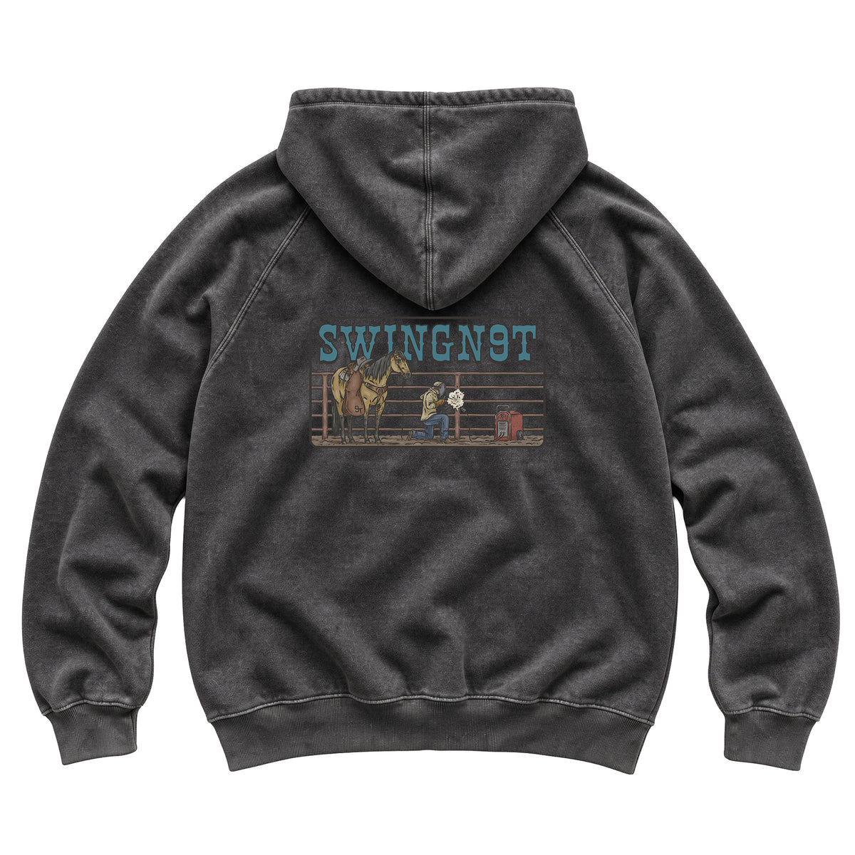 Welder Hoodie / Vintage Black / back on white