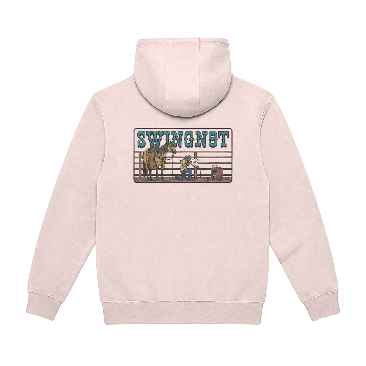 Welder Hoodie / Pale Pink / back on white