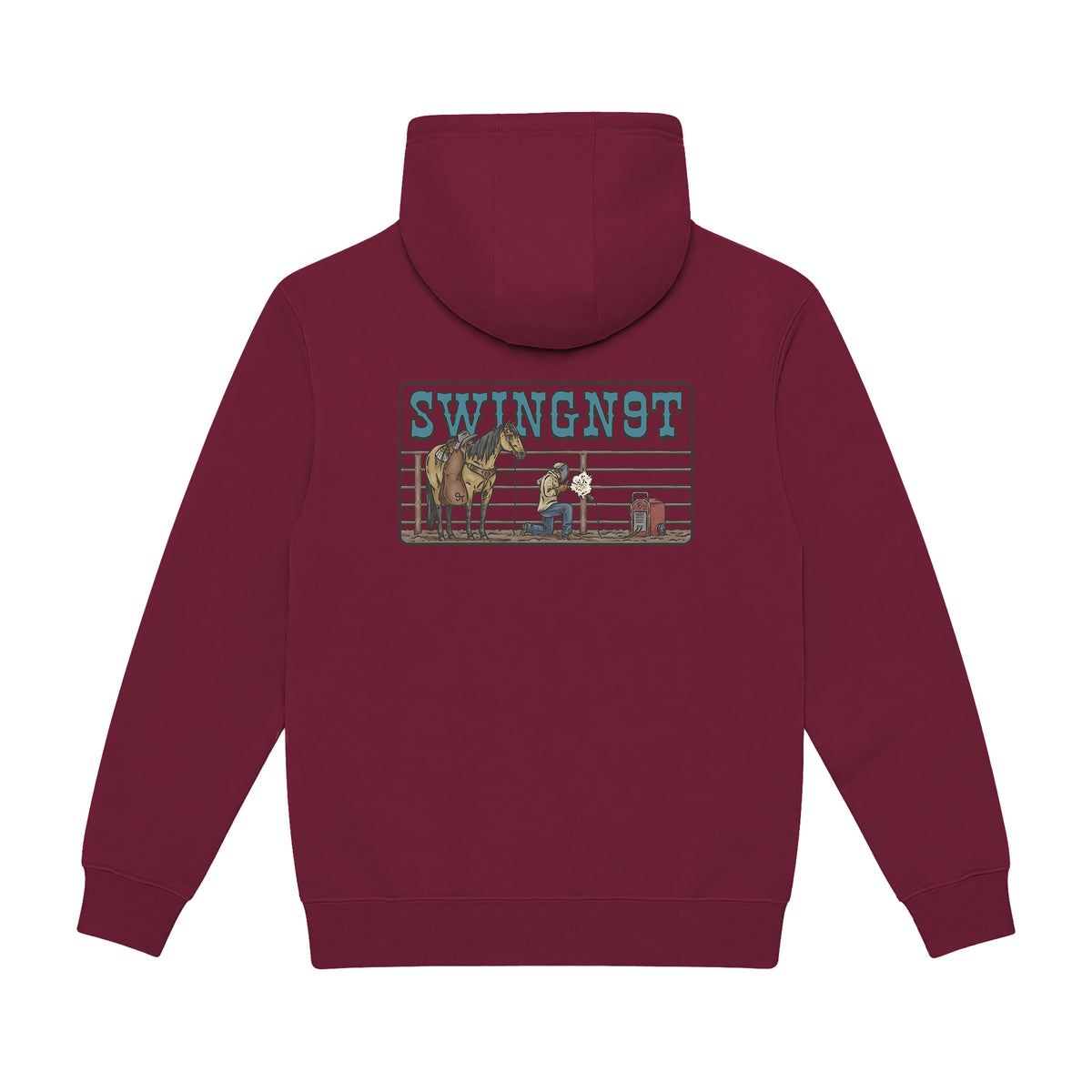 Welder Hoodie / Burgundy / back on white