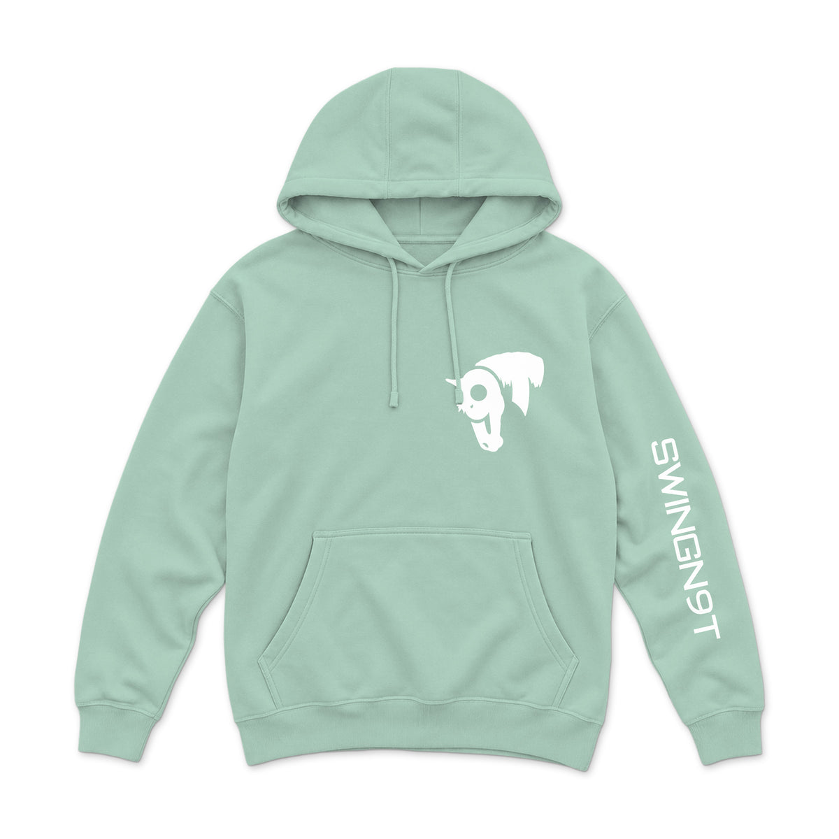 Welder Hoodie — Seafoam — front view on white