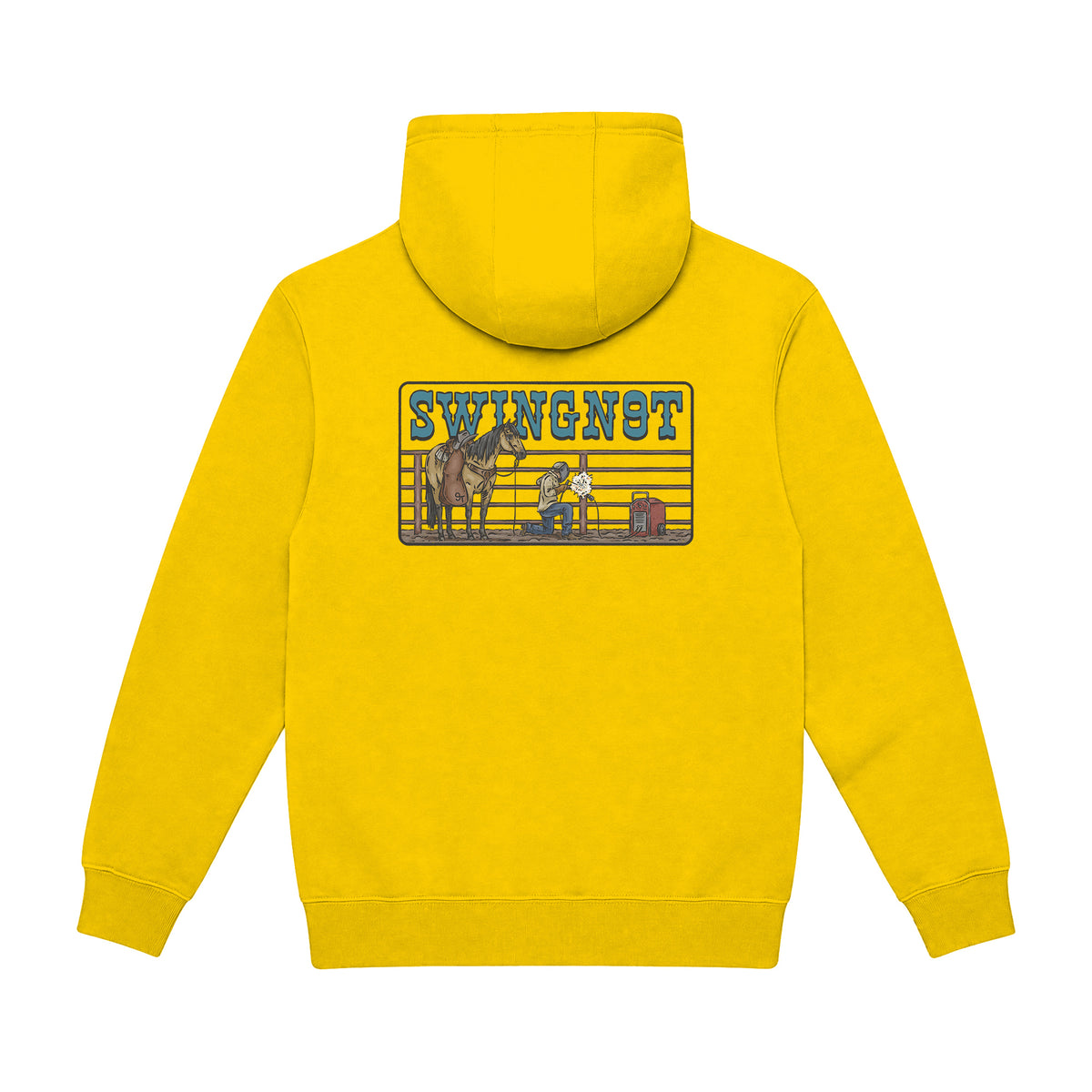 Welder Hoodie / Lemon / back on white