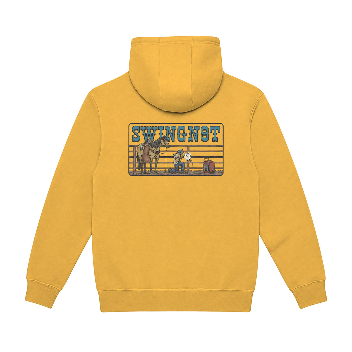 Welder Hoodie / Mustard / back on white