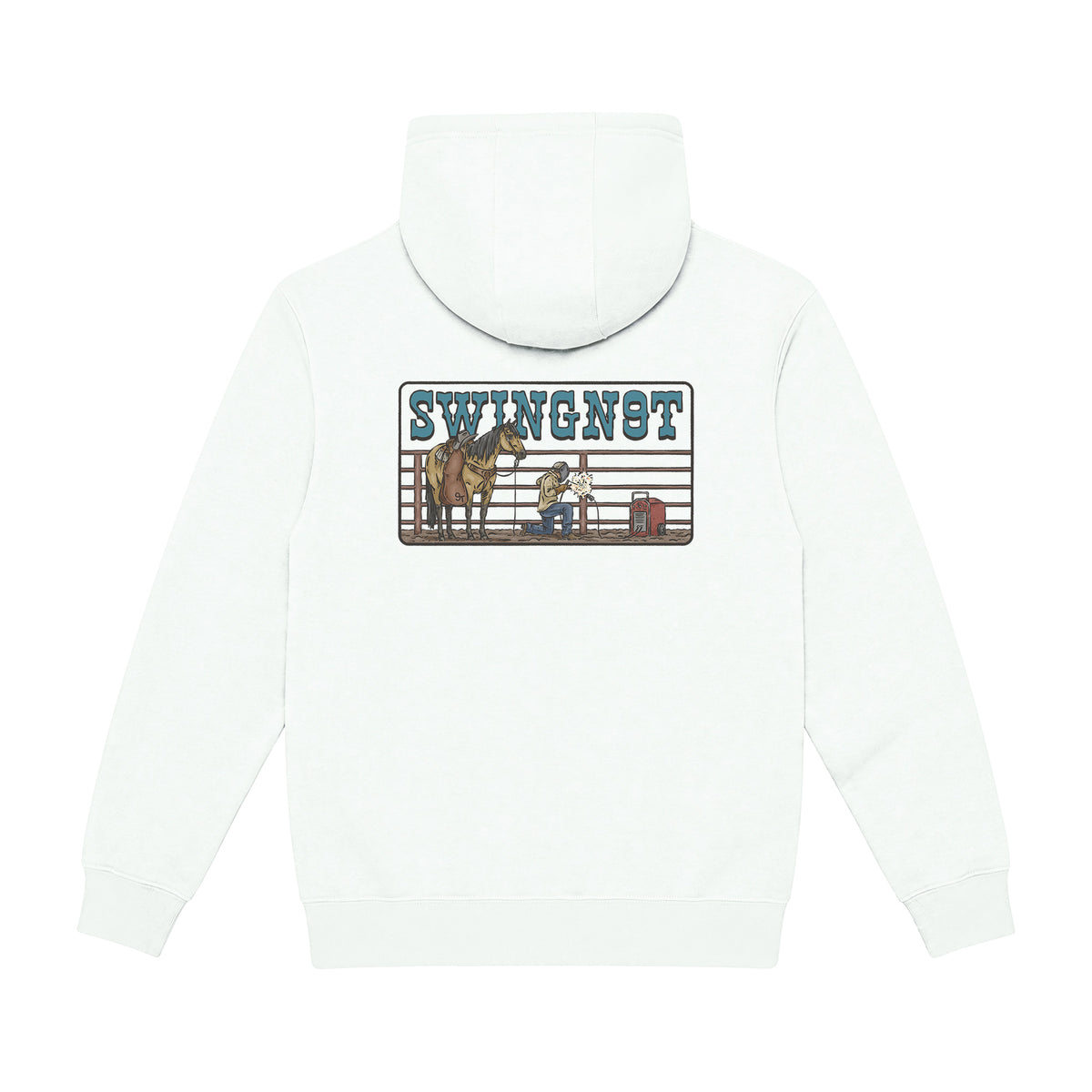 Welder Hoodie / Oatmeal Heather / back on white