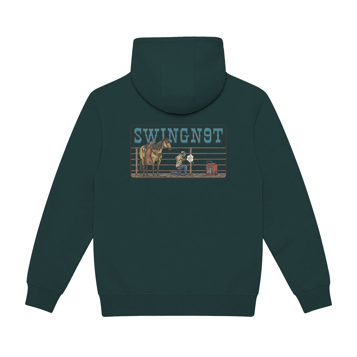 Welder Hoodie / Sport Green / back on white