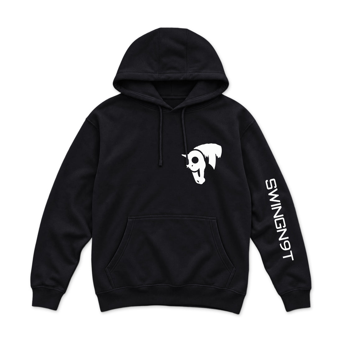 Welder Hoodie — Black — back view on white