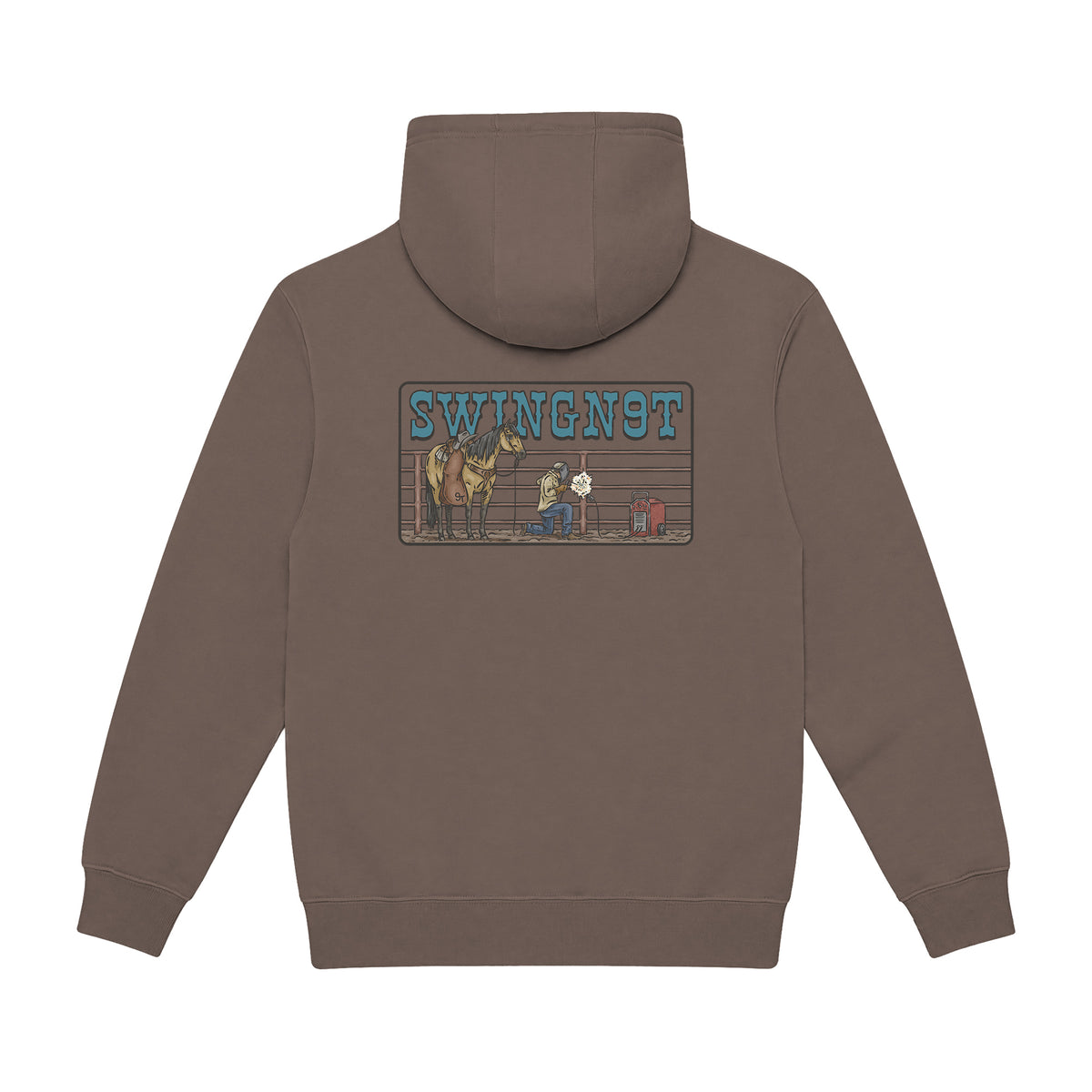 Welder Hoodie / Coffee / back on white