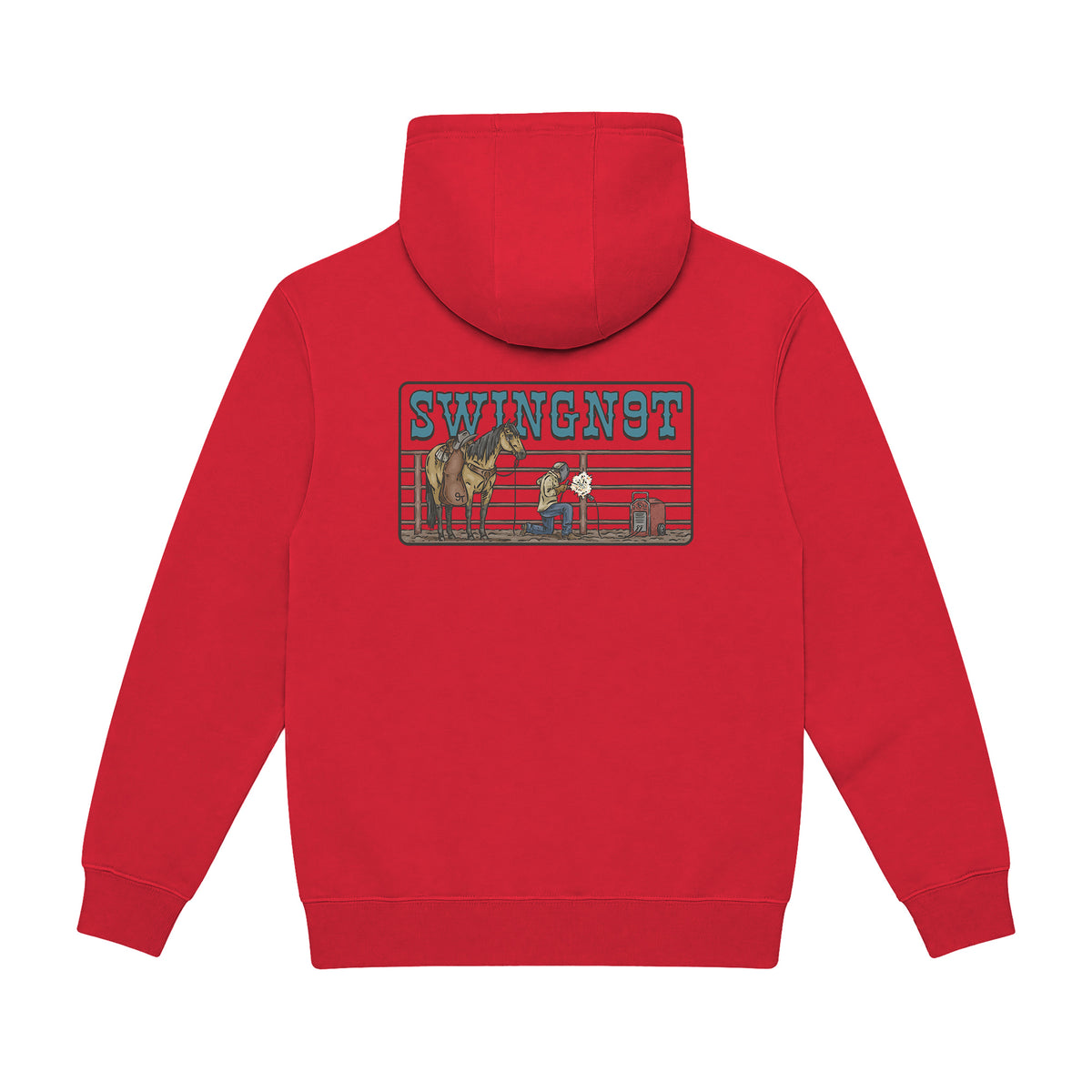 Welder Hoodie / Red / back on white