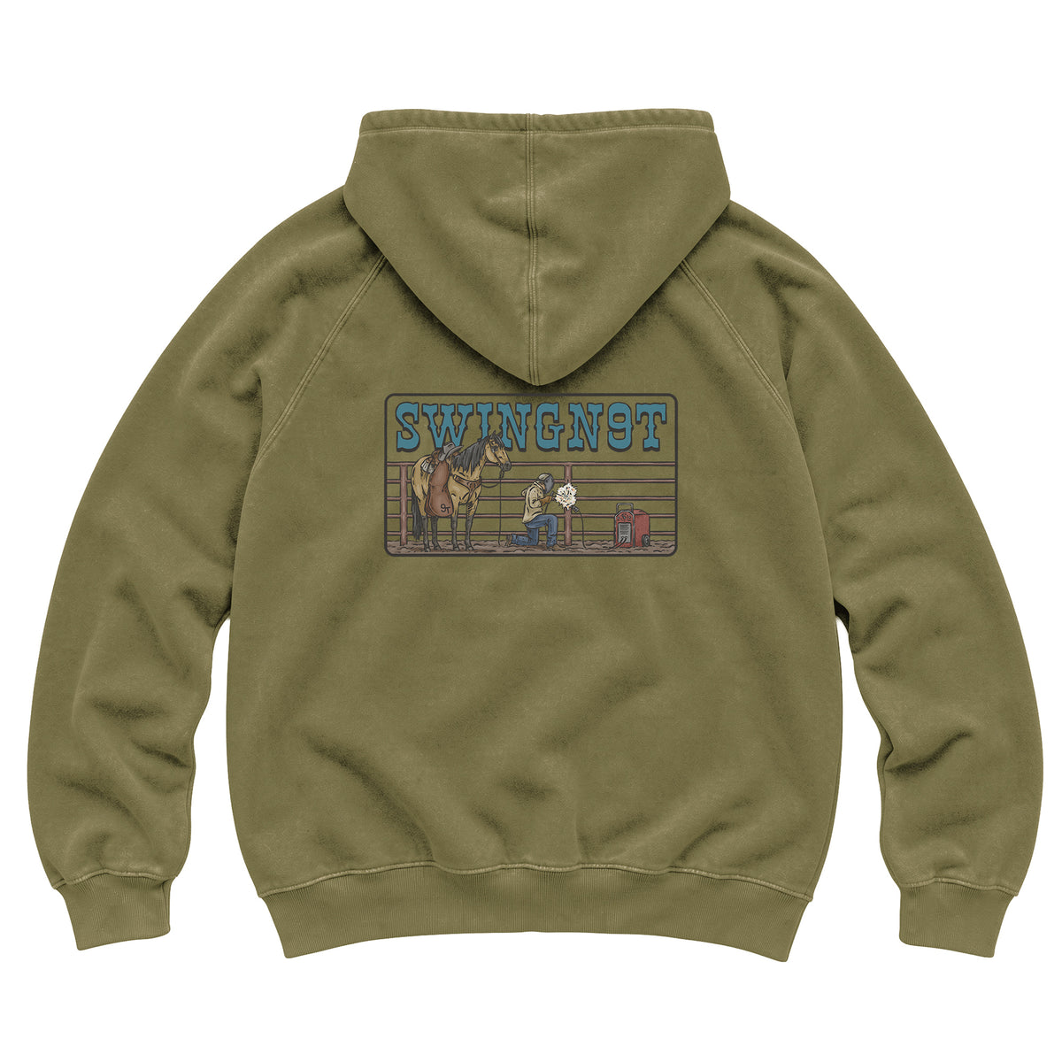 Welder Hoodie / Vintage Olive / back on white