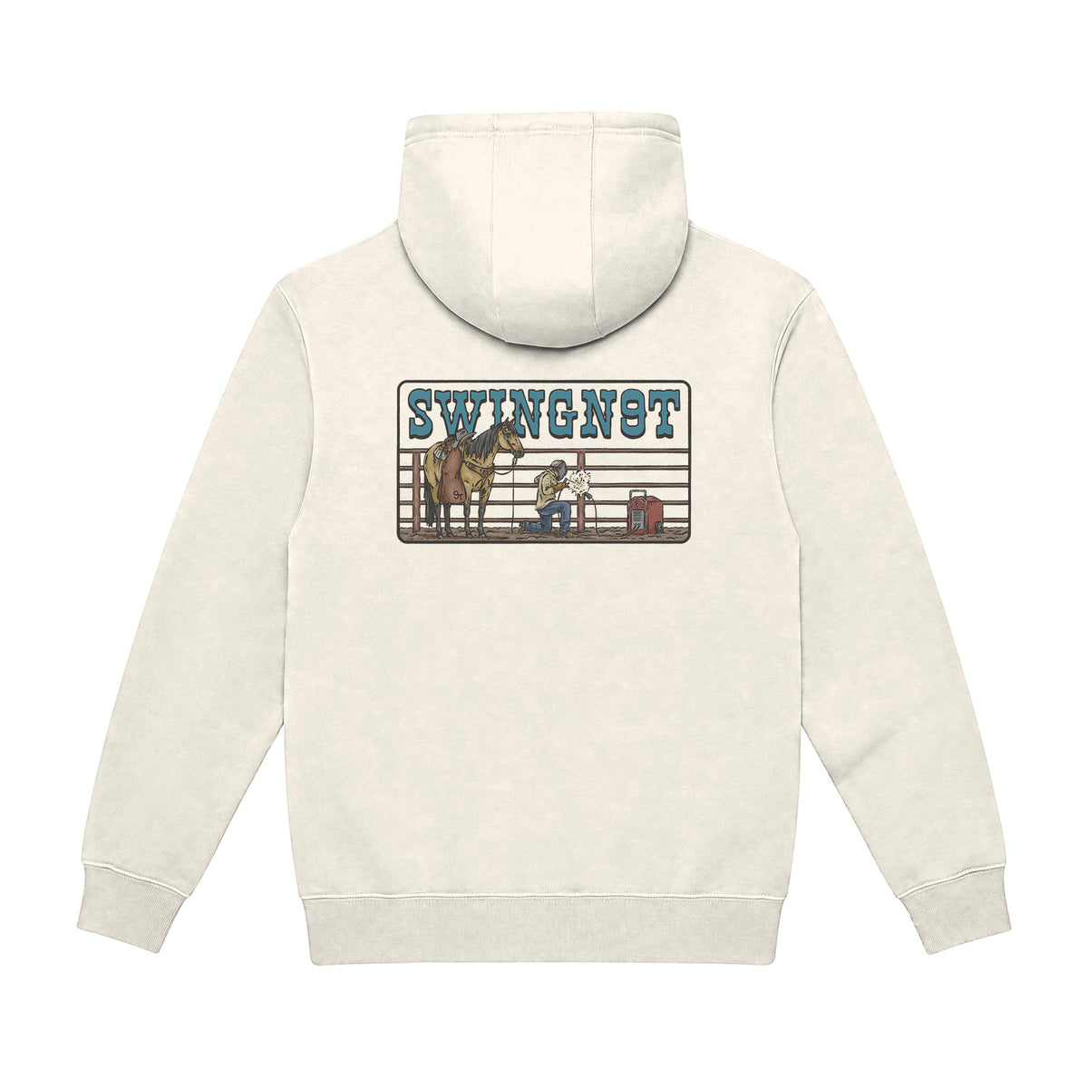 Welder Hoodie / Sand / back on white