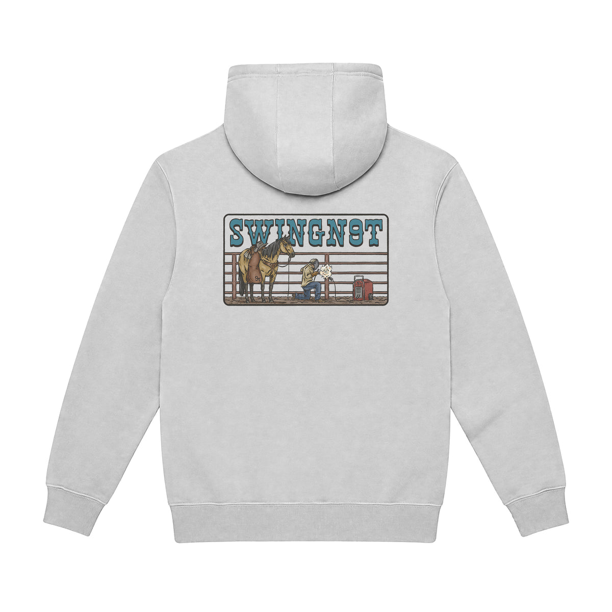 Welder Hoodie / Dove Grey / back on white