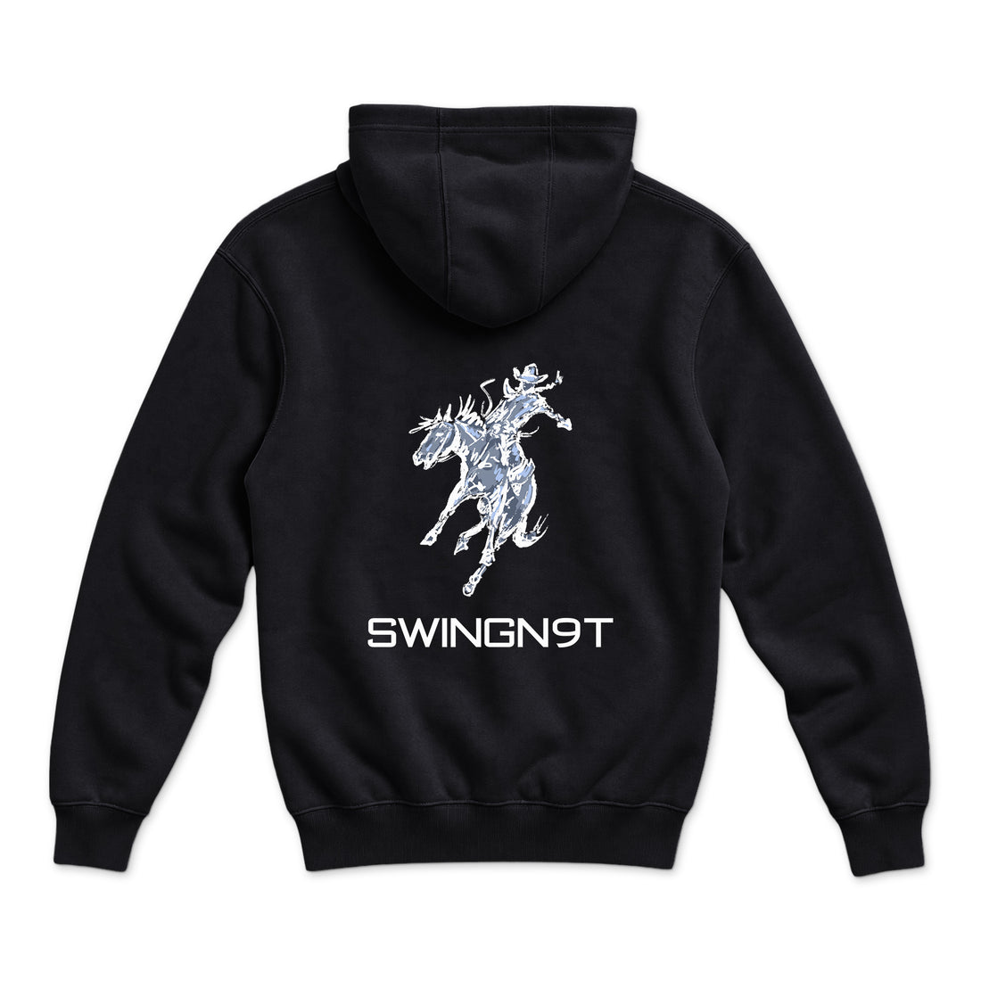 High Voltage Hoodie — Black — back view on white