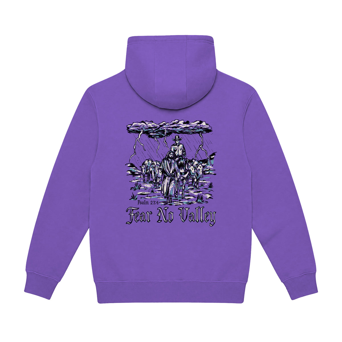 Fear No Valley Hoodie / Purple / back on white